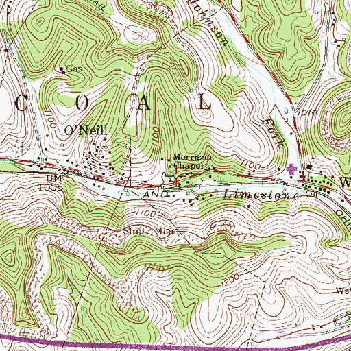 Topographic Map of Morrison Chapel, WV