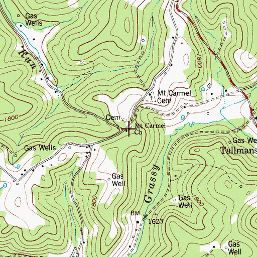 Topographic Map of Mount Carmel Church, WV