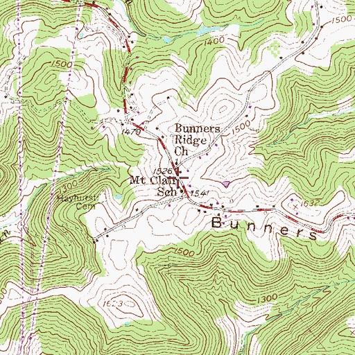 Topographic Map of Mount Clair School, WV