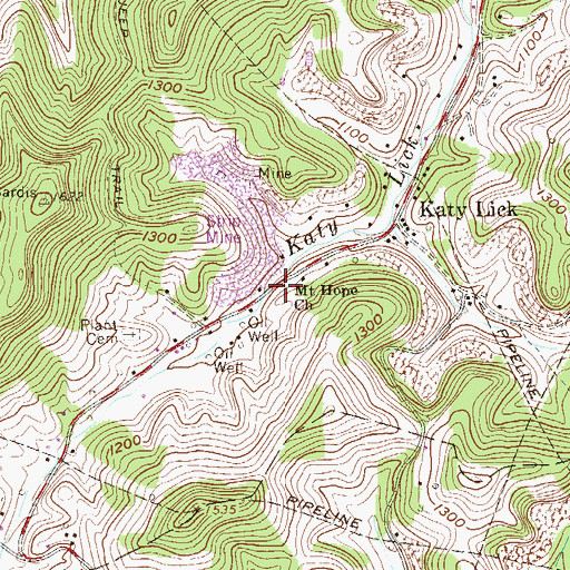 Topographic Map of Mount Hope Church, WV
