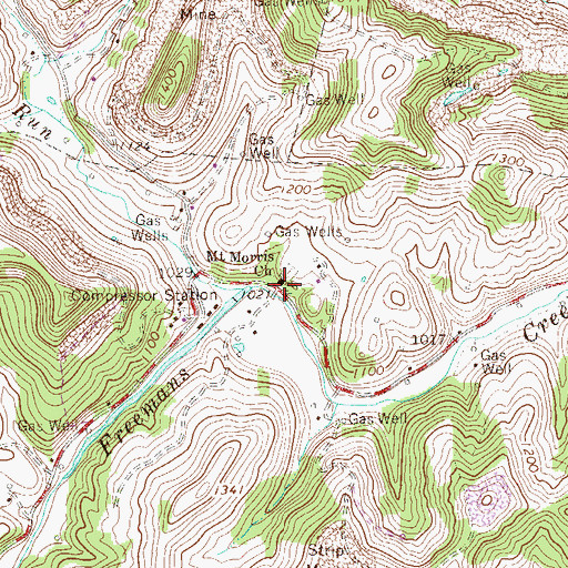 Topographic Map of Mount Morris Church, WV