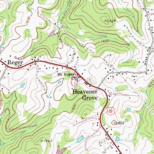 Topographic Map of Mount Rupert Church, WV