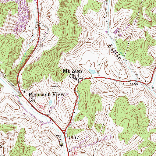 Topographic Map of Mount Zion Church, WV