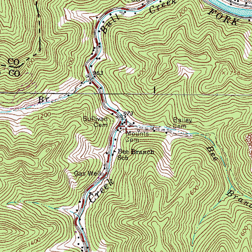 Topographic Map of Mounts Cemetery, WV
