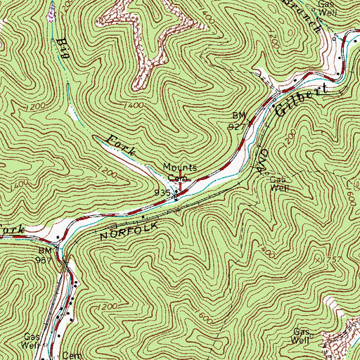Topographic Map of Mounts Cemetery, WV