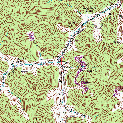 Topographic Map of Mud Fork, WV
