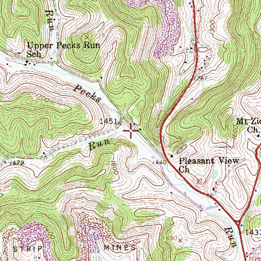 Topographic Map of Mud Run, WV