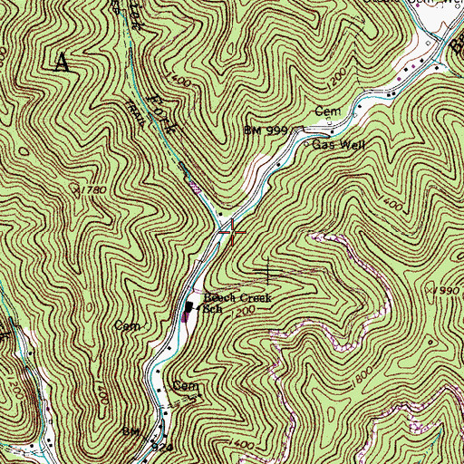 Topographic Map of Mudlick Fork, WV