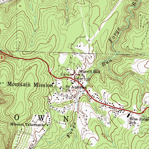 Topographic Map of Murrill Hill Church, WV