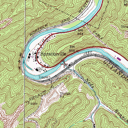Topographic Map of Neds Branch, WV