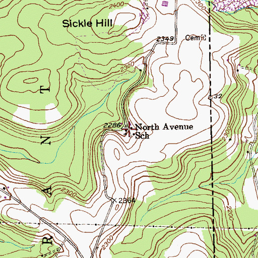 Topographic Map of North Avenue School (historical), WV