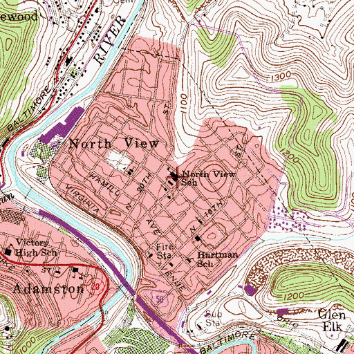 Topographic Map of North View Elementary School, WV