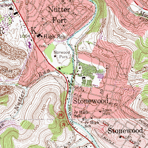 Topographic Map of Nutter Run, WV