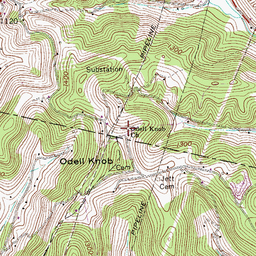 Topographic Map of Odell Knob Church, WV
