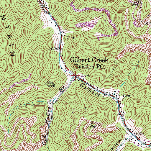 Topographic Map of Old House Branch, WV