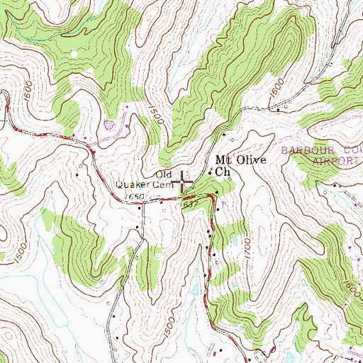 Topographic Map of Old Quaker Cemetery, WV