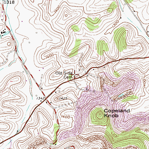 Topographic Map of Old Side Cemetery, WV