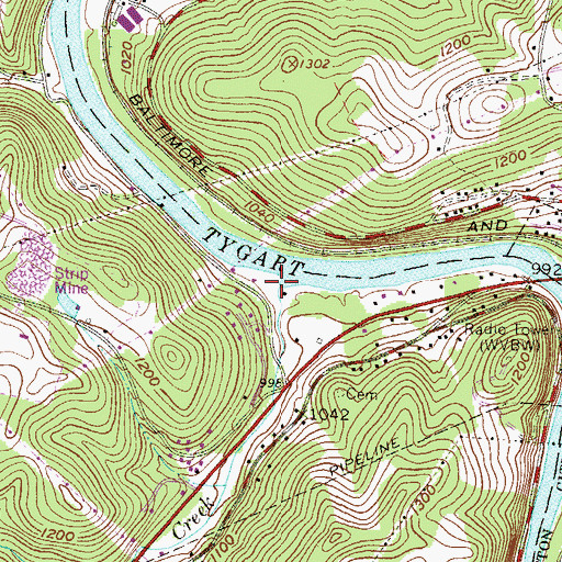 Topographic Map of Otter Creek, WV