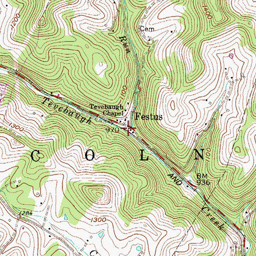 Topographic Map of Parrish Run, WV