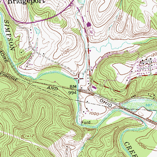 Topographic Map of Peddler Run, WV