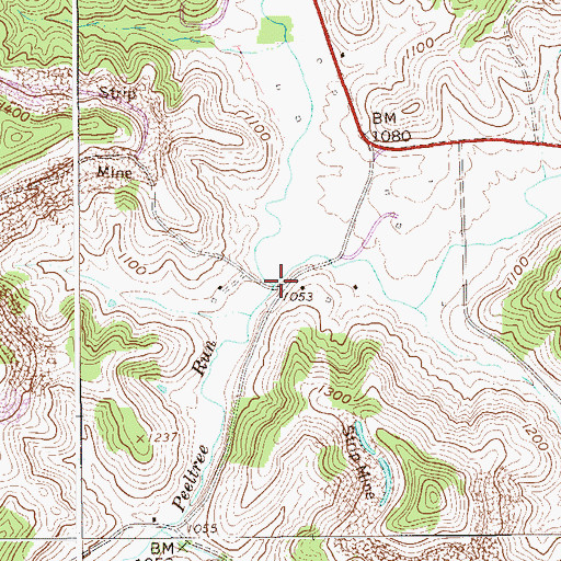 Topographic Map of Peeltree Run, WV
