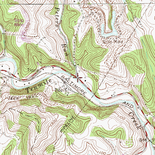 Topographic Map of Peters Run, WV