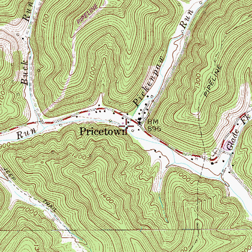 Topographic Map of Pickenpaw Run, WV