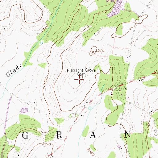 Topographic Map of Pleasant Grove Cemetery, WV
