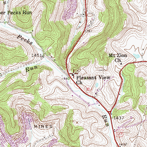 Topographic Map of Pleasant View Church, WV