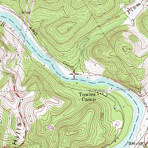 Topographic Map of Plum Run, WV