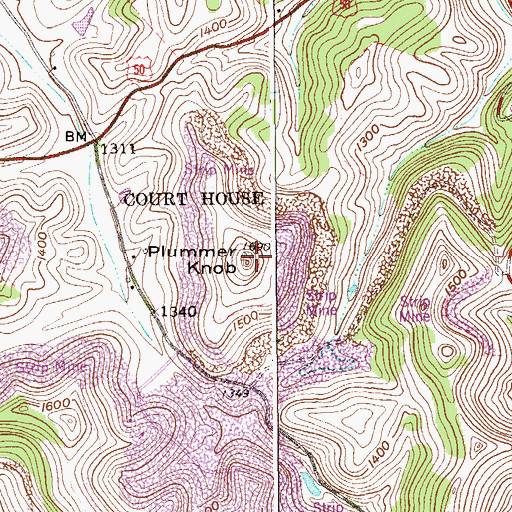 Topographic Map of Plummer Knob, WV