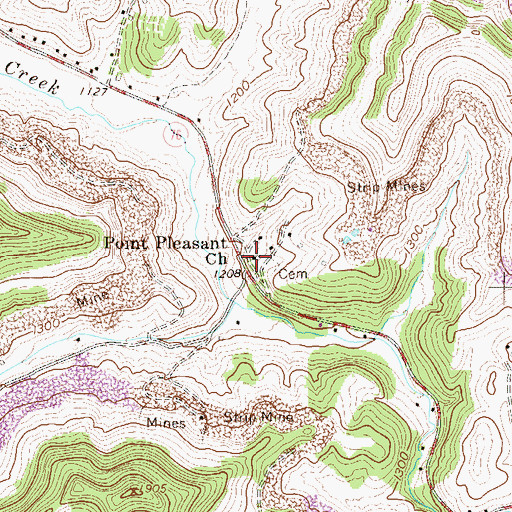 Topographic Map of Point Pleasant Baptist Church, WV