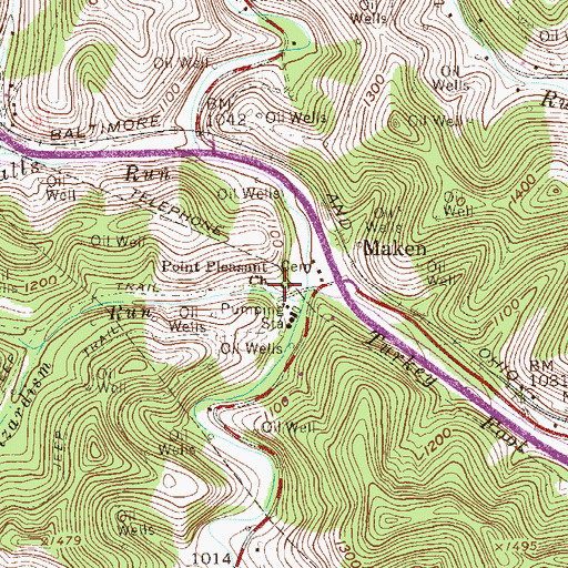 Topographic Map of Point Pleasant Church, WV