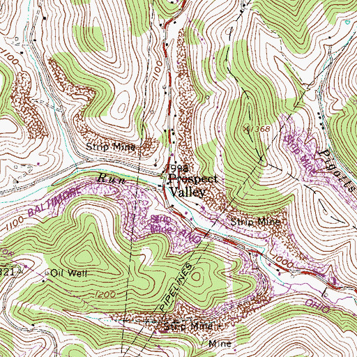 Topographic Map of Prospect Valley, WV