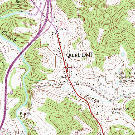 Topographic Map of Quiet Dell, WV