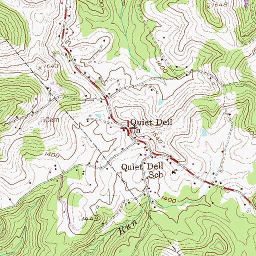 Topographic Map of Quiet Dell Church, WV