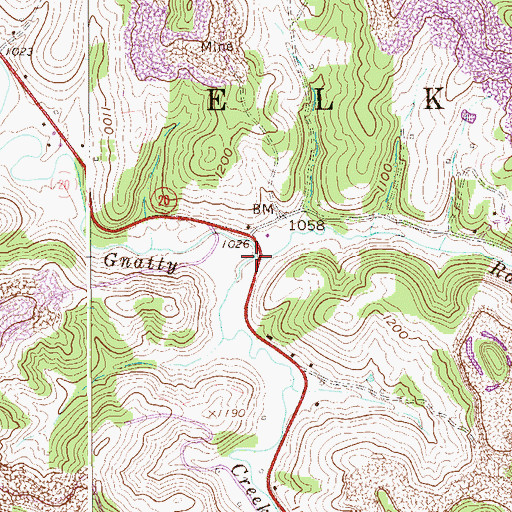 Topographic Map of Raccoon Creek, WV