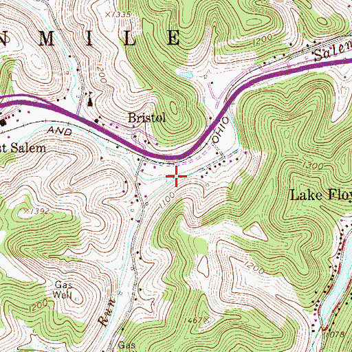 Topographic Map of Raccoon Run, WV