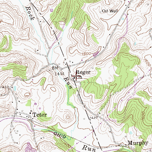 Topographic Map of Reger Church, WV