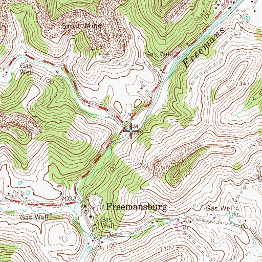 Topographic Map of Right Fork Freemans Creek, WV
