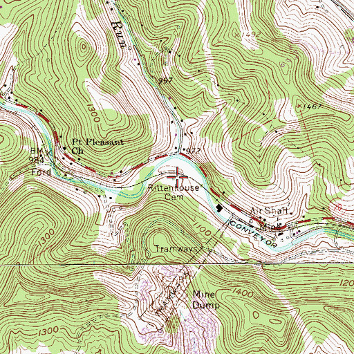 Topographic Map of Rittenhouse Cemetery, WV