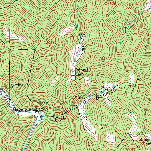 Topographic Map of Robert Cemetery, WV