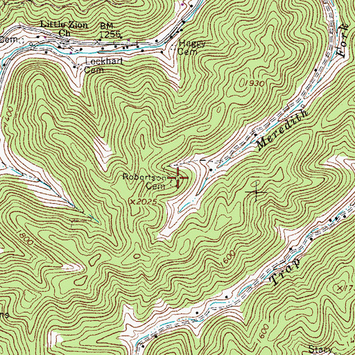Topographic Map of Robertson Cemetery, WV