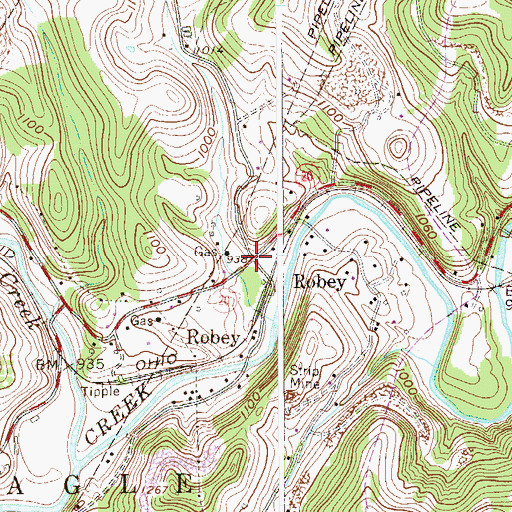 Topographic Map of Robey, WV