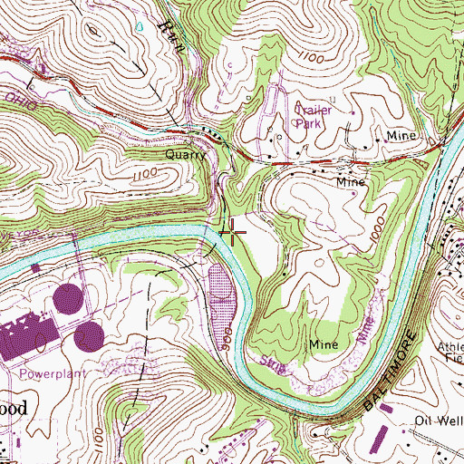 Topographic Map of Robinson Run, WV