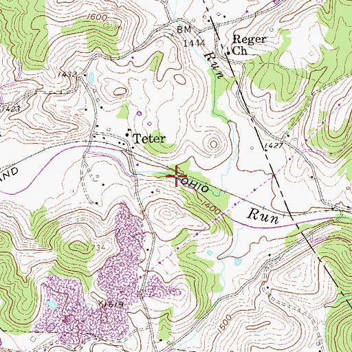 Topographic Map of Rock Run, WV