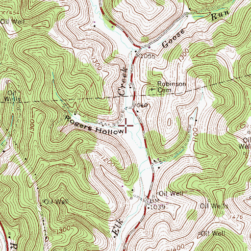 Topographic Map of Rogers Hollow, WV