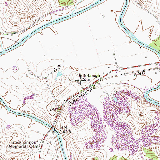 Topographic Map of Rohrbough Cemetery, WV