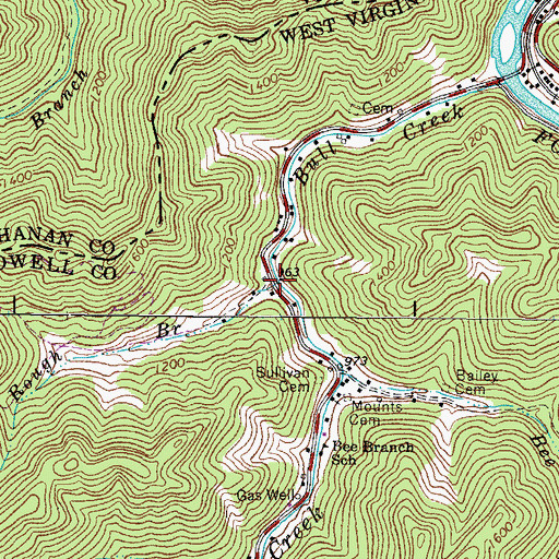 Topographic Map of Rough Branch, WV