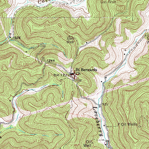 Topographic Map of Saint Bernards Church, WV
